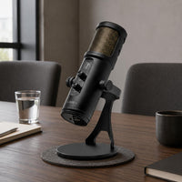 USB Audio Device Black Cylindrical Audio Device Round Base