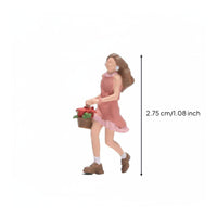 1/64 Scale Pink Dress Miniature Girl Hand Painted running Girl Figurine Collectible Gift Miniature Figure for Collectors