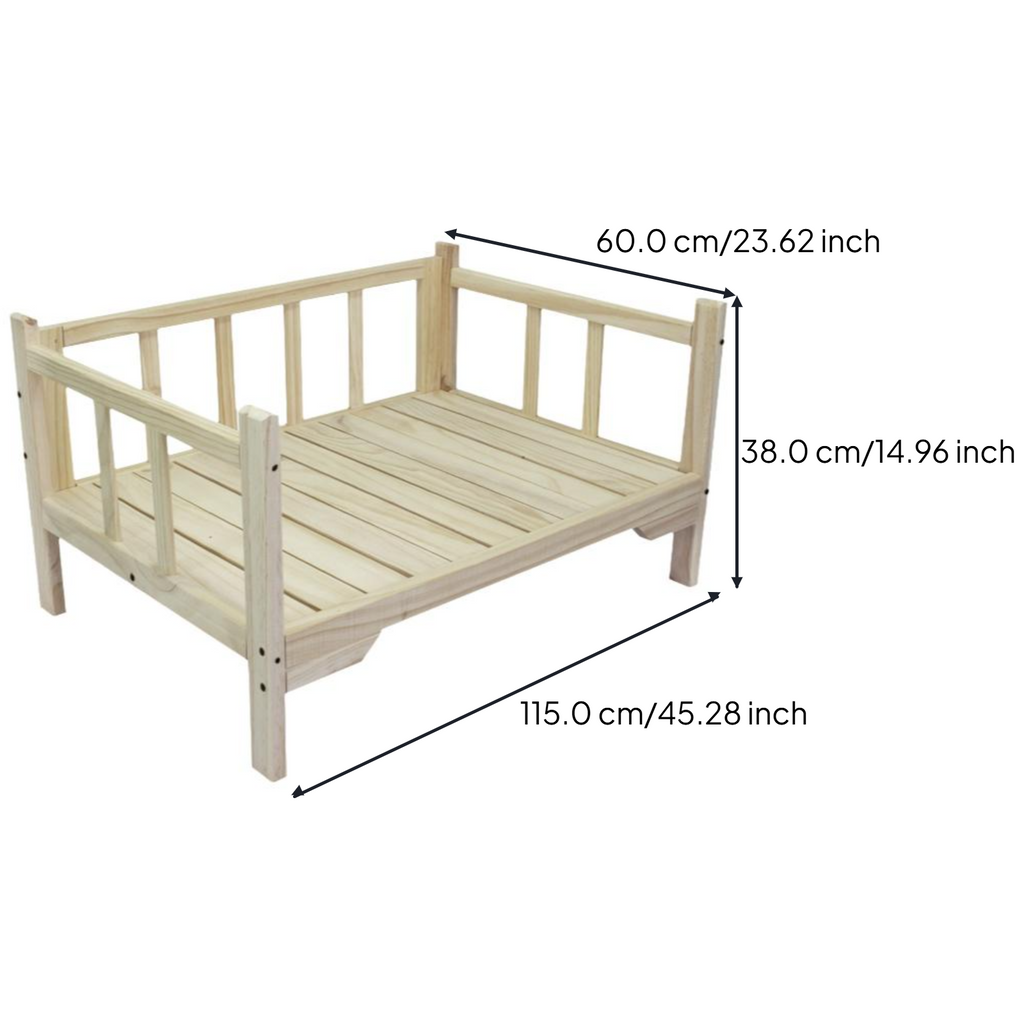 Hardwood pet bed with padded cover