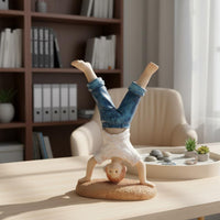 Sandplay Figure Detailed Craftsmanship Handstand Boy Figurine Resin Material Upside down Person Statue for Therapists, Psychology Students