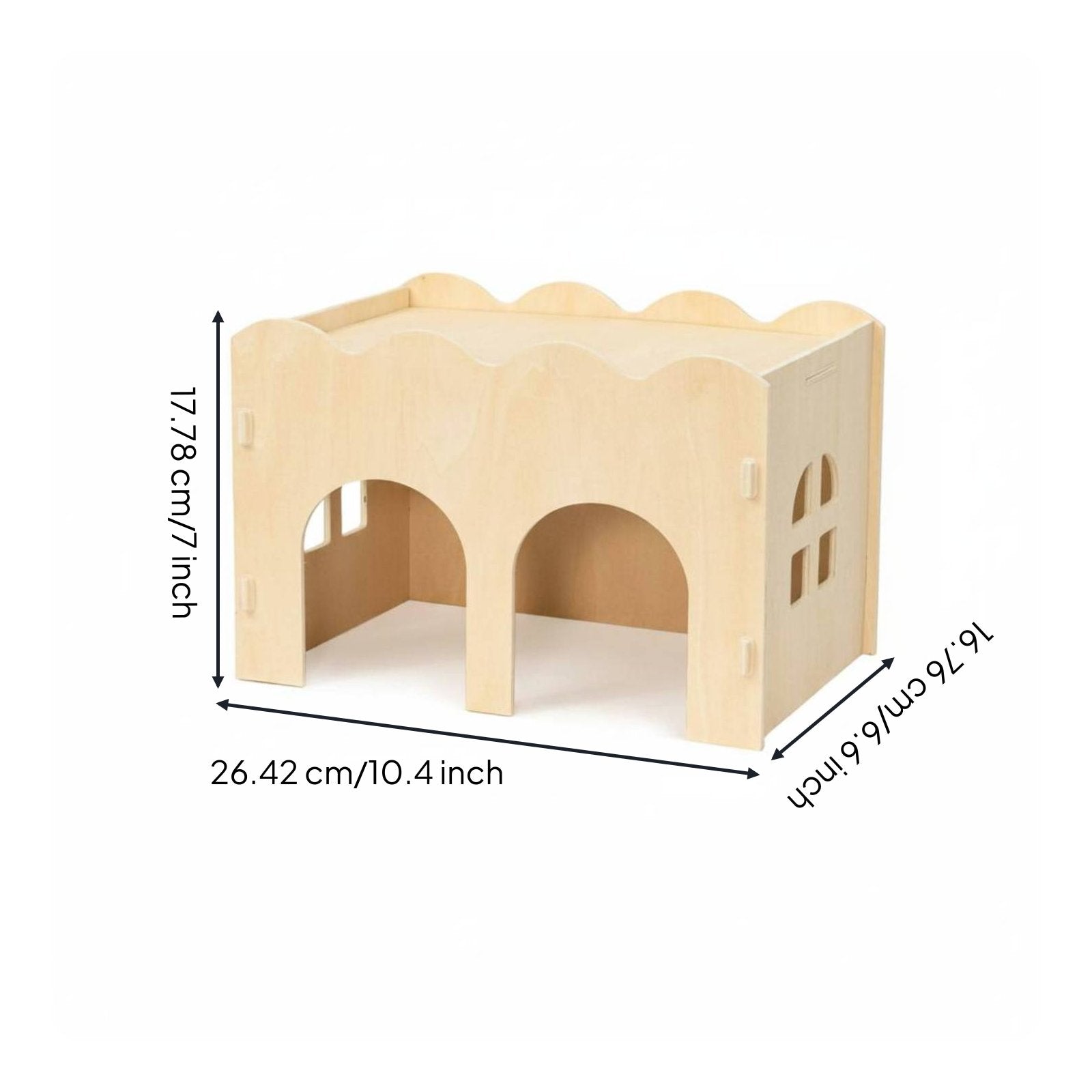 Wooden Hamster House Chew-Resistant Resistant Enclosure Accessory Flat Top