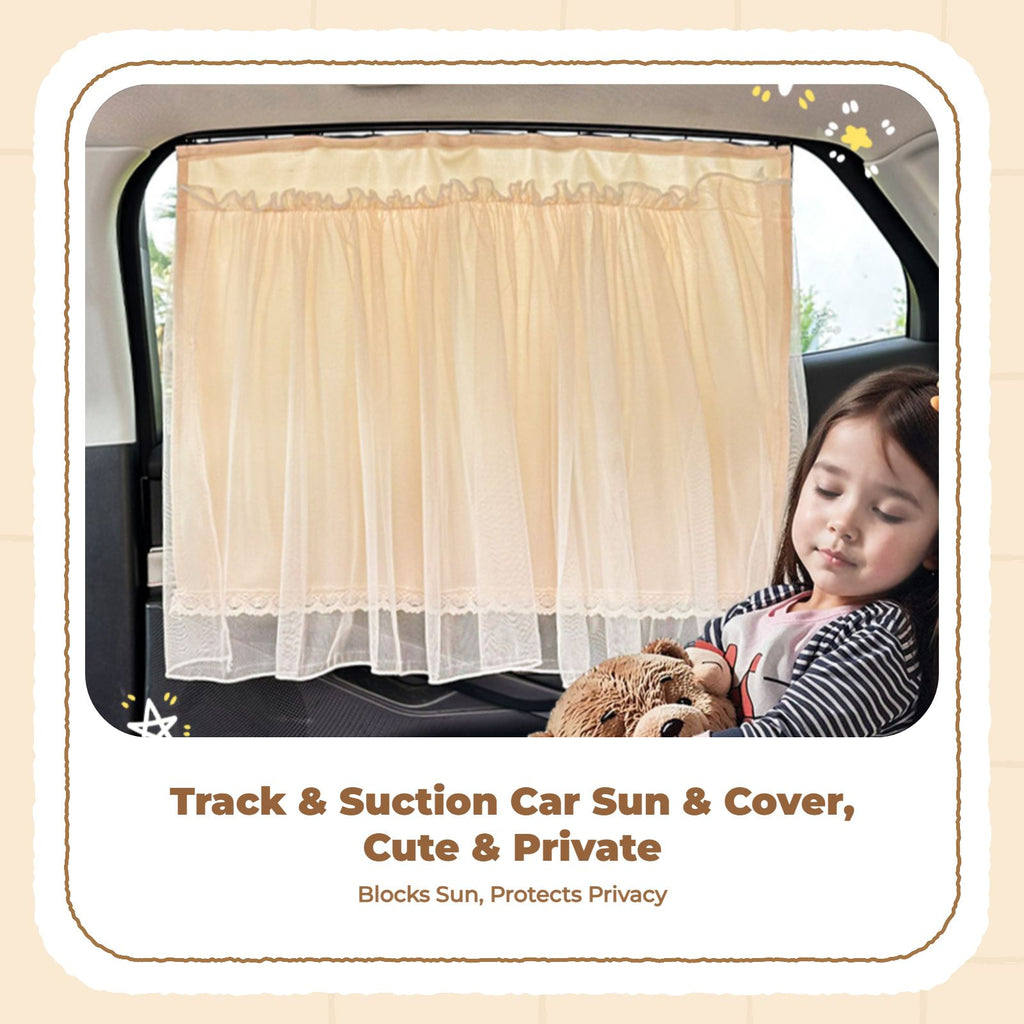 Car window shade blocks sun for infants.