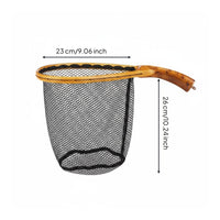 Wood Handle Landing Net Lightweight Outdoor Gear Portable for Anglers, Fishermen