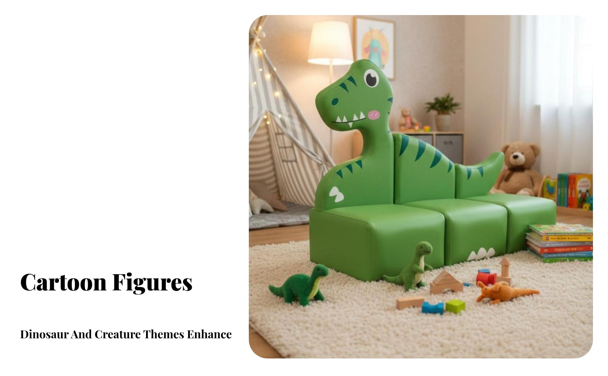 3 Pieces Easy to Clean Transformable Cushion Playset Rounded Corners Cartoon Block Couch Long-Lasting kids' Sofa Skin-Friendly for Toddlers, Educators, Parents, Kindergarten, Reading Corner, Library, Indoor Play