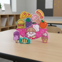 Food Themed Stacking Toy Educational Wooden Food Balance Game Builds Patience