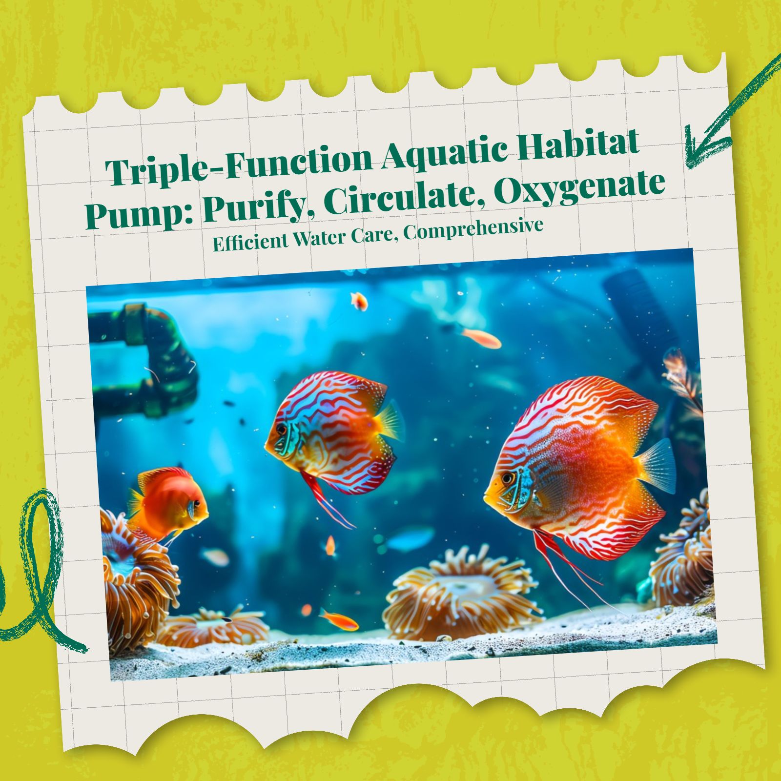 Aquatic Habitat Underwater Pump, Fish Habitat strainer, Oxygenation, Low Noise Filtration, Multilayer Internal Power strainer, Indoor and Outdoor Fish Pond Accessory