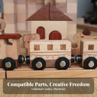 Railroad Playset Rounded Edges Wood Train Track Set Wooden Train Set Scenery Pieces for Children