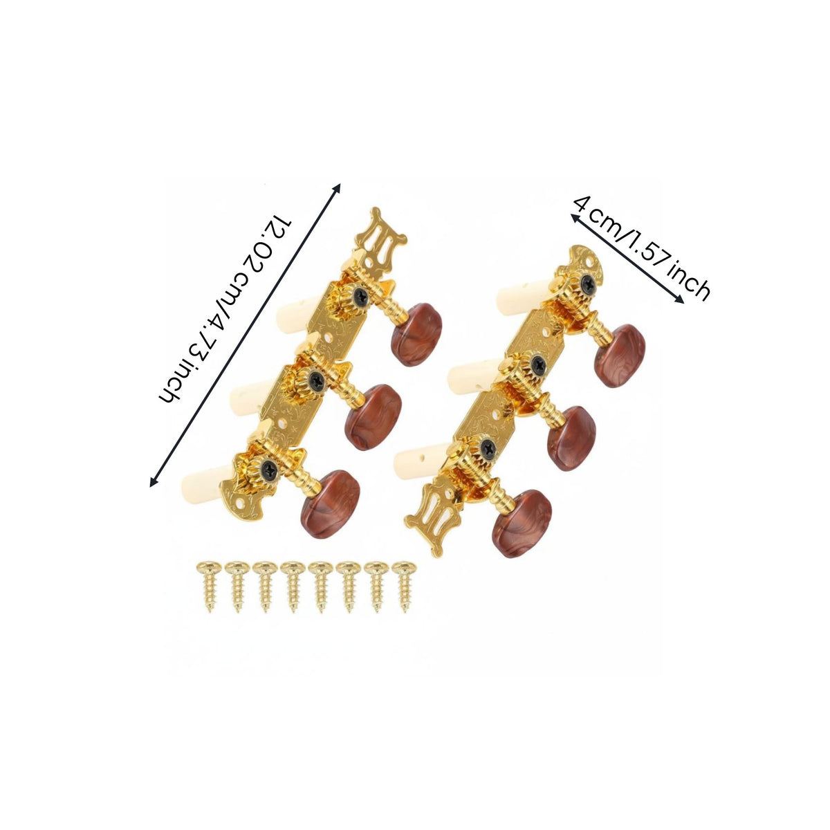 2 Pieces Classical Guitar Machine Head Easy to Tune 3-on-a-Side Tuner