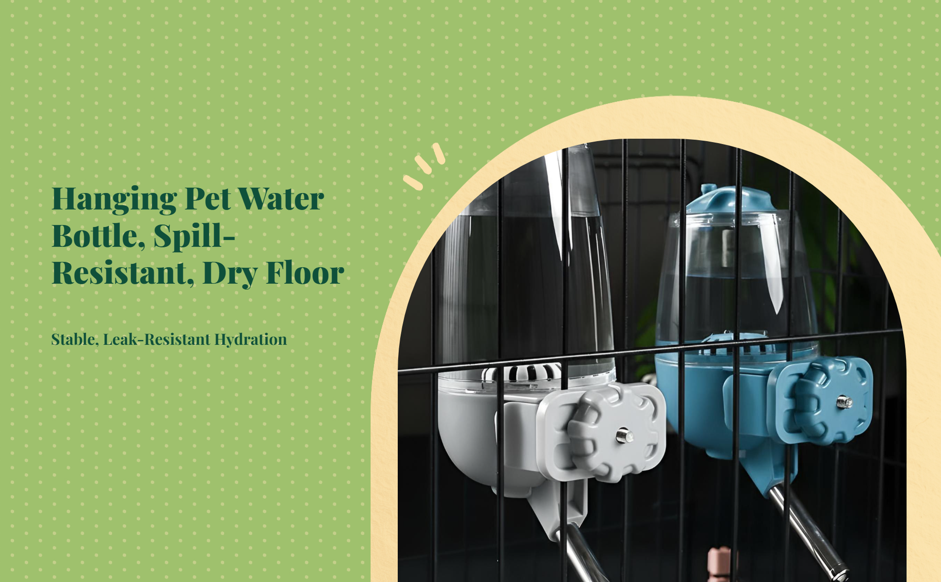 Dog Water Dispenser, Hanging Automatic Pet Water Bottle, Leak-resistant Rolling sphere Spout, Enclosure Hydration