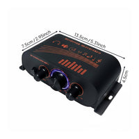 12V Audio Amplifier Bass Control Mini Stereo Power Amplifier LED Knob