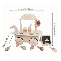 Wooden Ice Cream Cart Wheeled Kids Play Item Cognitive Learning for Children