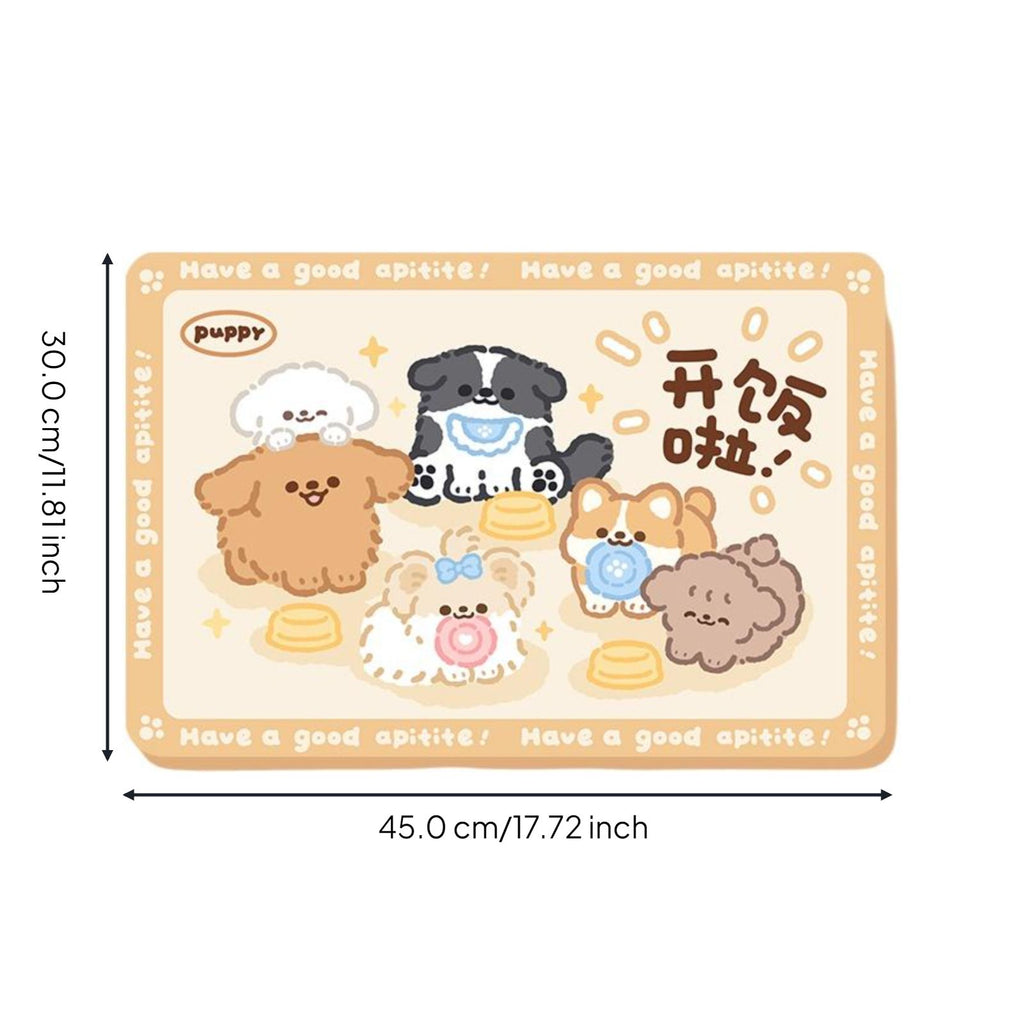 Pet Feeding Mat, Waterproof Cat Placemat, Non-Slip Dog Table Mat, Easy to Clean, Cartoon Print