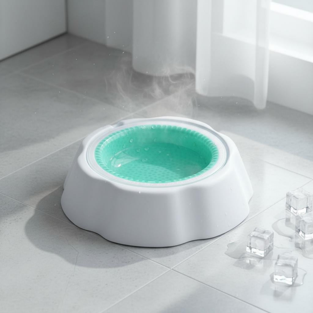 Round Pet Cooling Bowl Flared Base Cooling Pet Bowl Raised Rim for Drinking