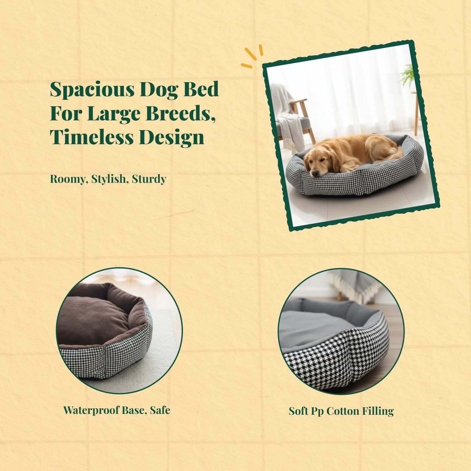 Dog Bed Removable washable cover Large non-slip mat Kennel pad