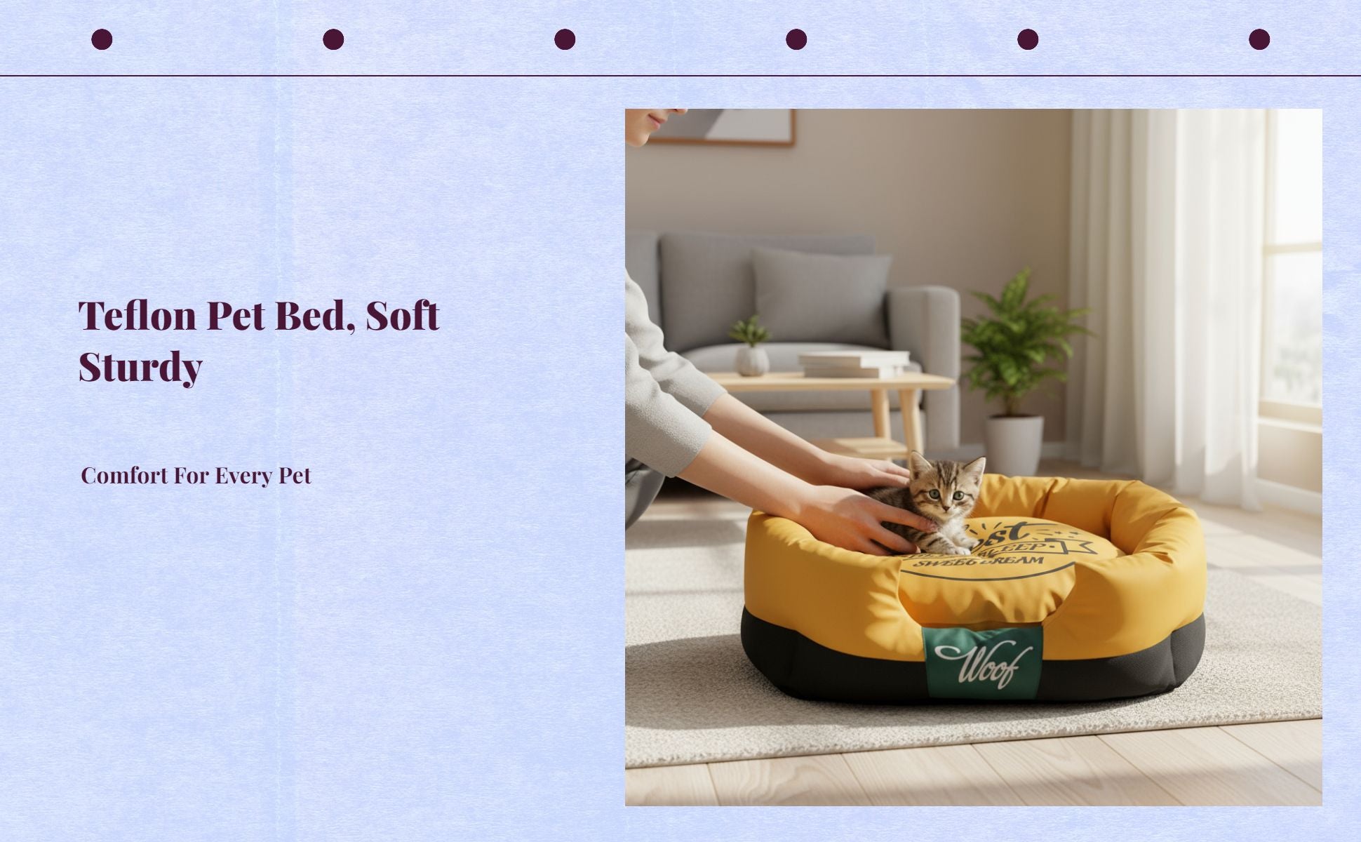 Waterproof Teflon Pet Bed, Easy Clean, All-Season Use