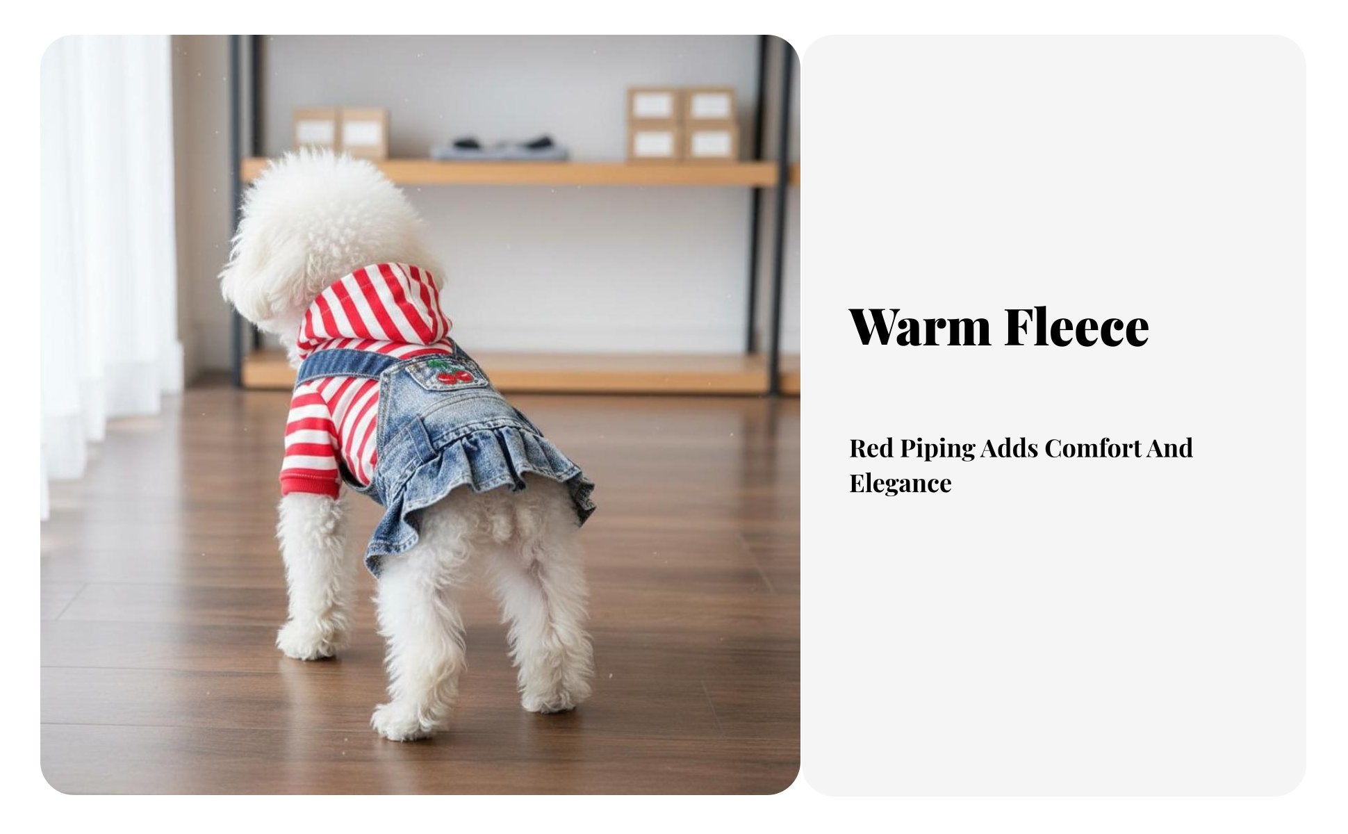 Ruffled Hem Denim Dog Dress Comfortable Fit Puppy Cherry Embroidered Skirt Layered Look for Dogs, Daily Wear, Special Occasions, Parties