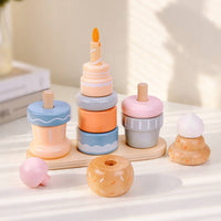 Wooden Dessert Stacker Early Learning Wooden Stacking Game Colorful
