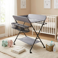 Adjustable Height Changing Table Textile Shelf Foldable Changing Table Wheeled