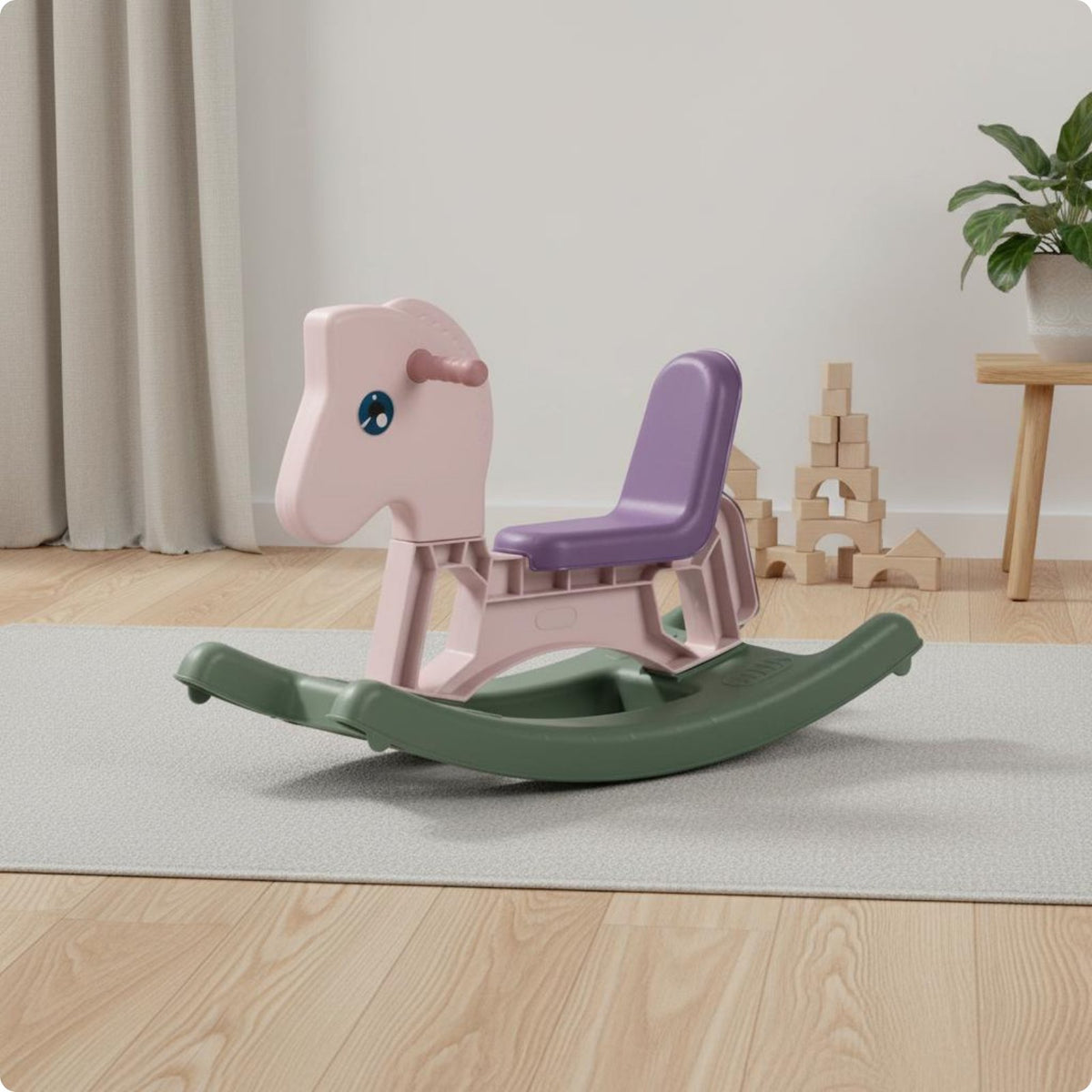 Multifunction Ride Toy Cognitive Training Rocking Horse Smooth Edges Rocking Slide Car for Children, Indoor, Home