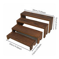 4 Pieces Collectible Display Steps Solid Wood Wooden Display Riser Set