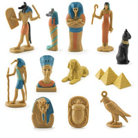 12 Pieces Pharaoh Figure Sphinx Models PVC Material Ancient Nile Valley Figure Set Educational Playset Nile Valley Gods Toy Collection