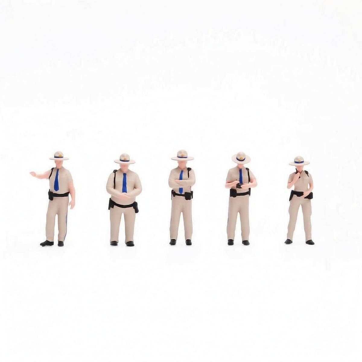 5 Pieces Police Figures Beige Uniforms Hand-Painted Resin Police Figures