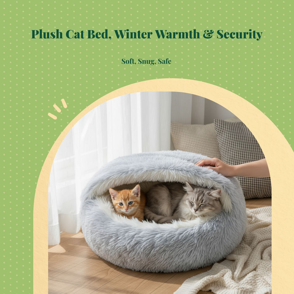 Washable plush cat bed, non-slip