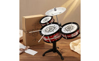 Kids Floor Drum Instrument White Drumheads Standing Toy Drum Set Black Stand