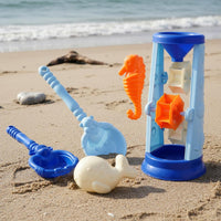 5 Pieces Beach Sand Toy Set Bright Colors Hourglass Sand Funnel Cartoon Design