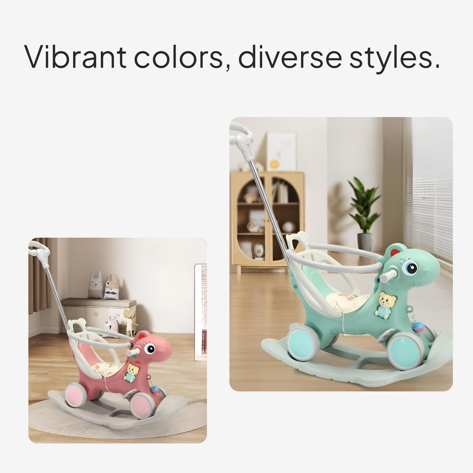 Kids rocking horse with safety seat
