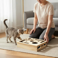 Interactive Feline Maze Toy Solid Wood Construction Pet Supply for Indoor