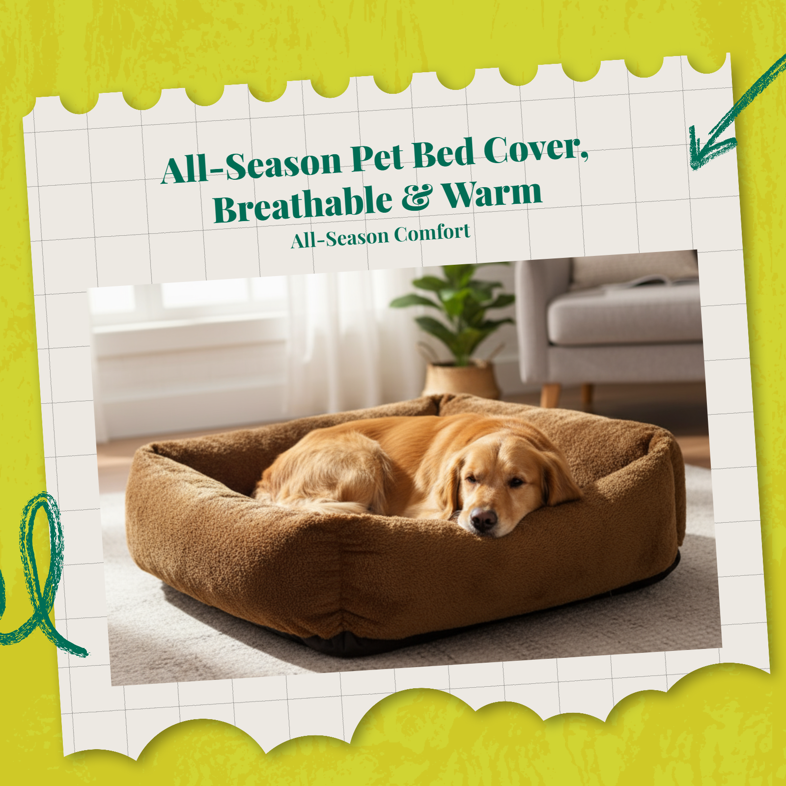Removable dog bed cover, easy to clean, protects sofas