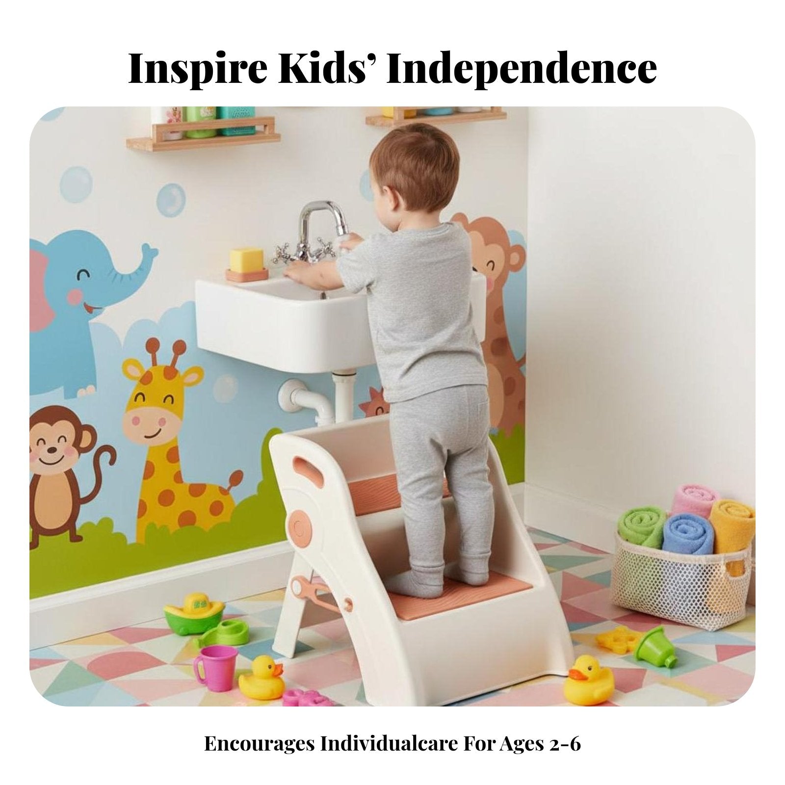 two-levelHeight Toddler Stool two-level Steps Footstool Sturdy & Stable for Bathroom