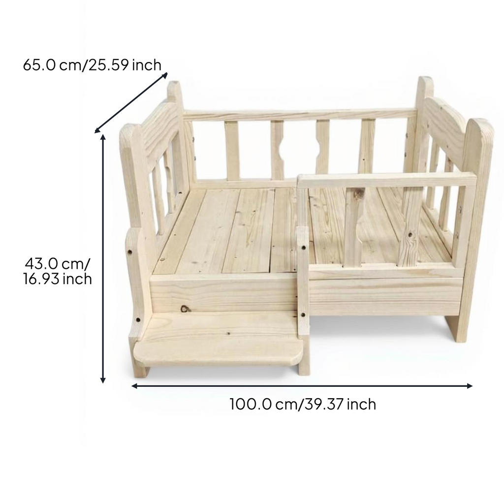 Elevated Wooden Pet Bed Frame, Indoor Pet House
