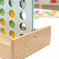 Wooden Connect Four Game Educational Board Activities Portable Box Set