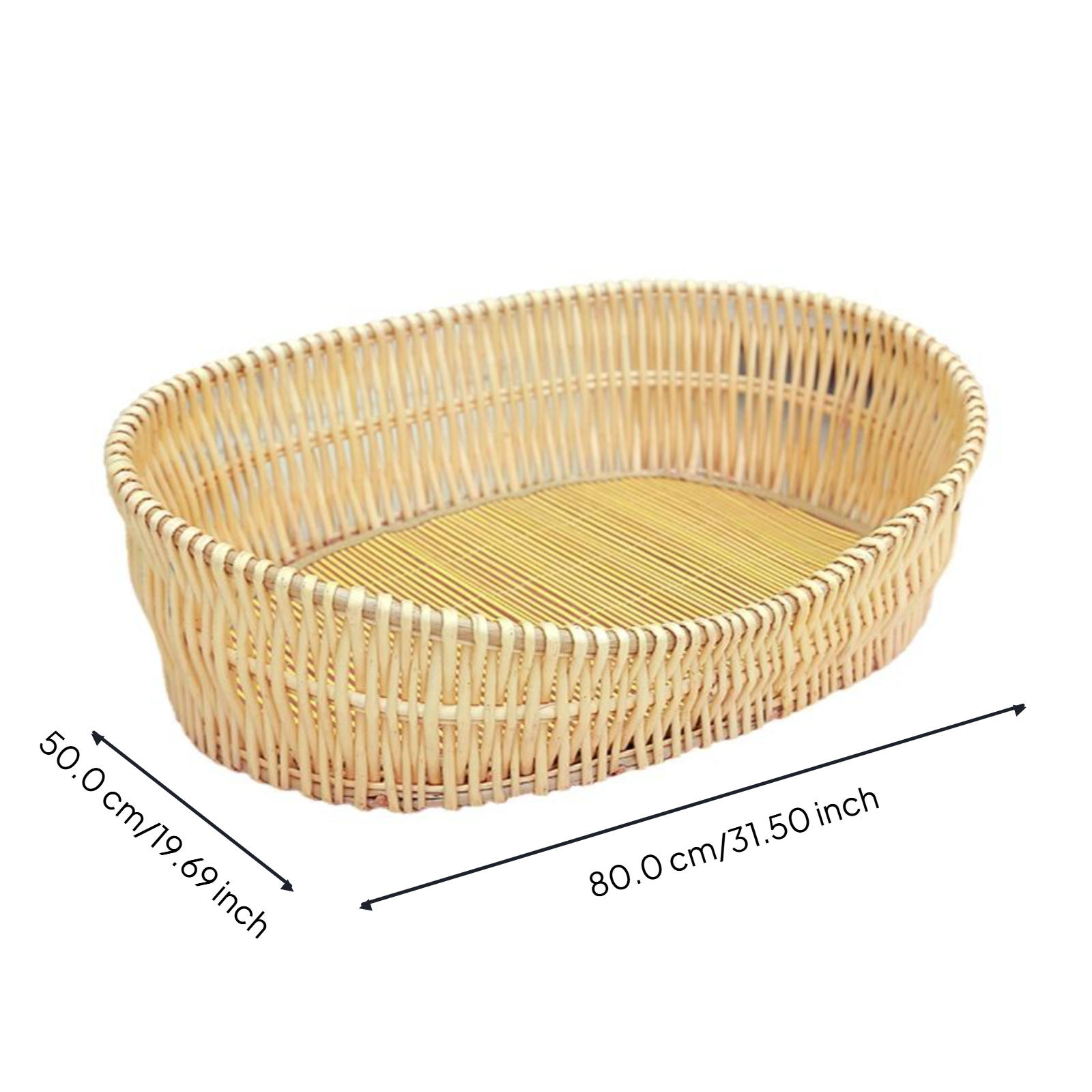 Rattan pet bed with removable, breathable pad