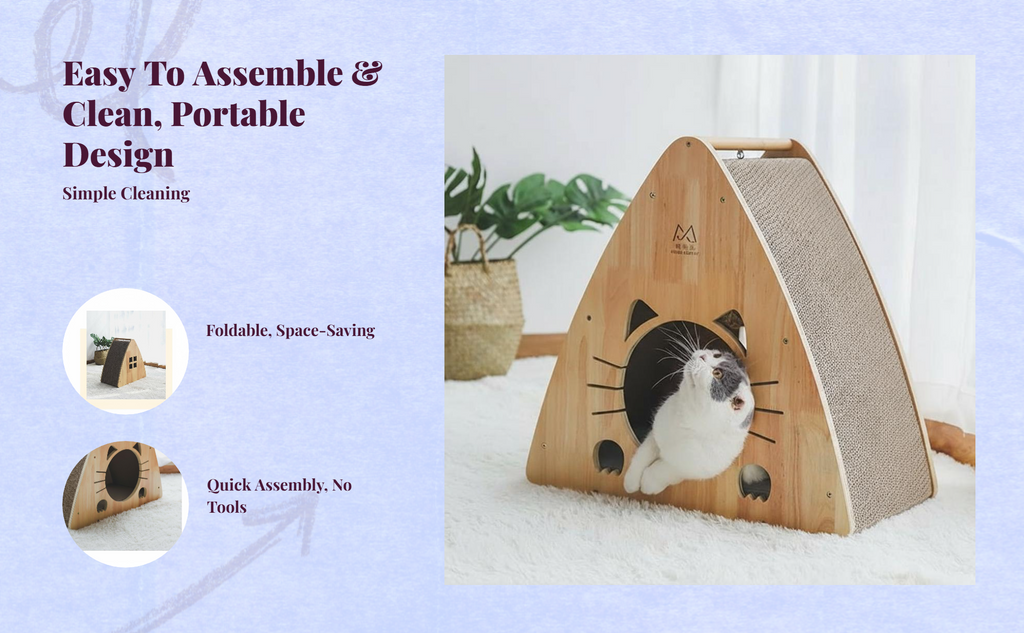 Triangular cat scratcher-bed combo