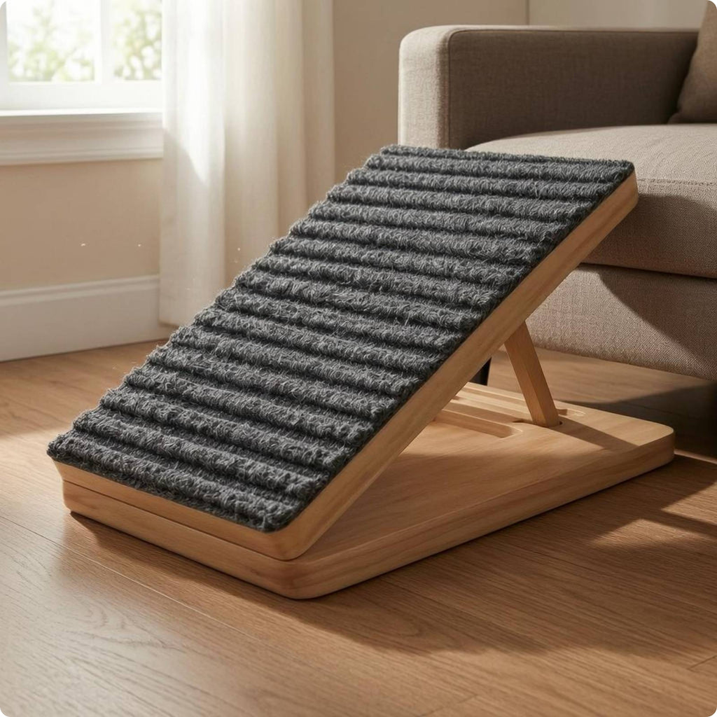 Wooden Dog Ramp Staircase Ribbed Pet Ramp Staircase Bone-Shaped Handhold