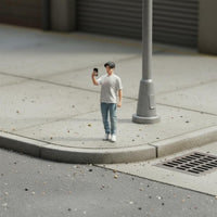 1:64 Scale Mobile Photo Figure Young Man Figurine Hand Painted Tiny Person Model