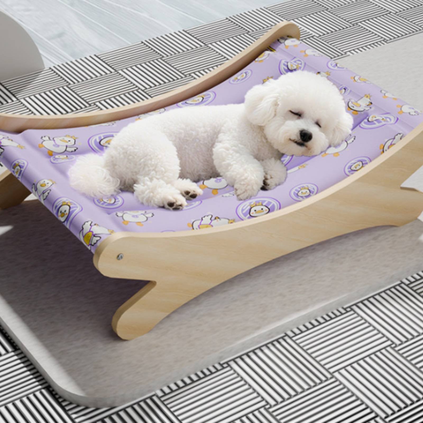 Wooden Pet Lounge Chair Waterproof Elevated Cooling Pet Bed Scratch Resistant