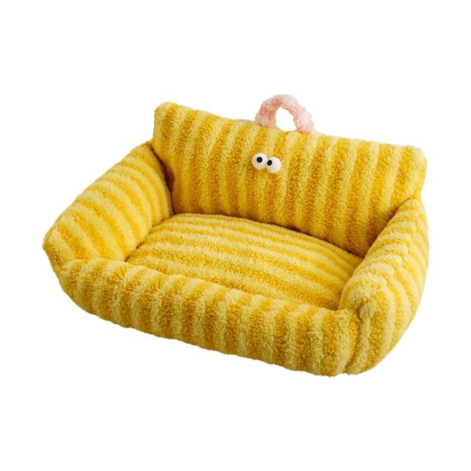 Washable plush cat or dog bed, warm indoor sofa mat for pets
