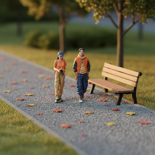 2 Pieces Miniature Figure Group Standing Poses Miniature Scene Prop Detailed
