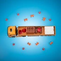 1:32 Scale Flatbed Truck Opening Doors Obstacle Toy Pull-Back Function Alloy Transport Truck Playset for Collectors, Boys, Display