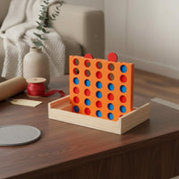 Wooden Connect 4 Set Two-Player 3D Four in a Row Game Natural Wood for Classroom