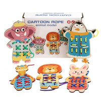 Animal Threading Board Hand-Eye Coordination Wooden Lacing Board Educational