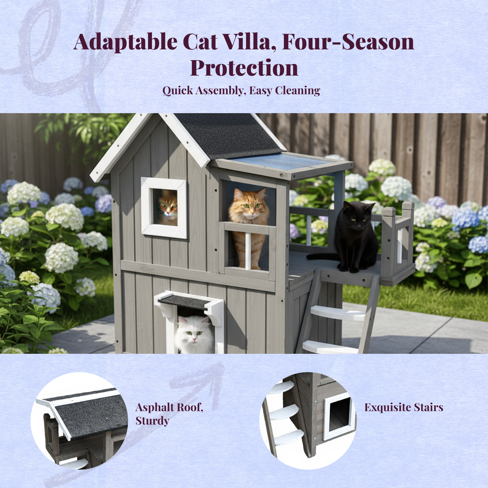 Insulated weatherproof wooden cat house