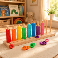 Wooden Color Sorting Toy Labeled Learning Activity Educational