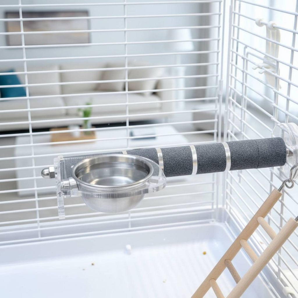 Stainless Steel Bird Feeder Easy to Install Parrot Feeder Perch