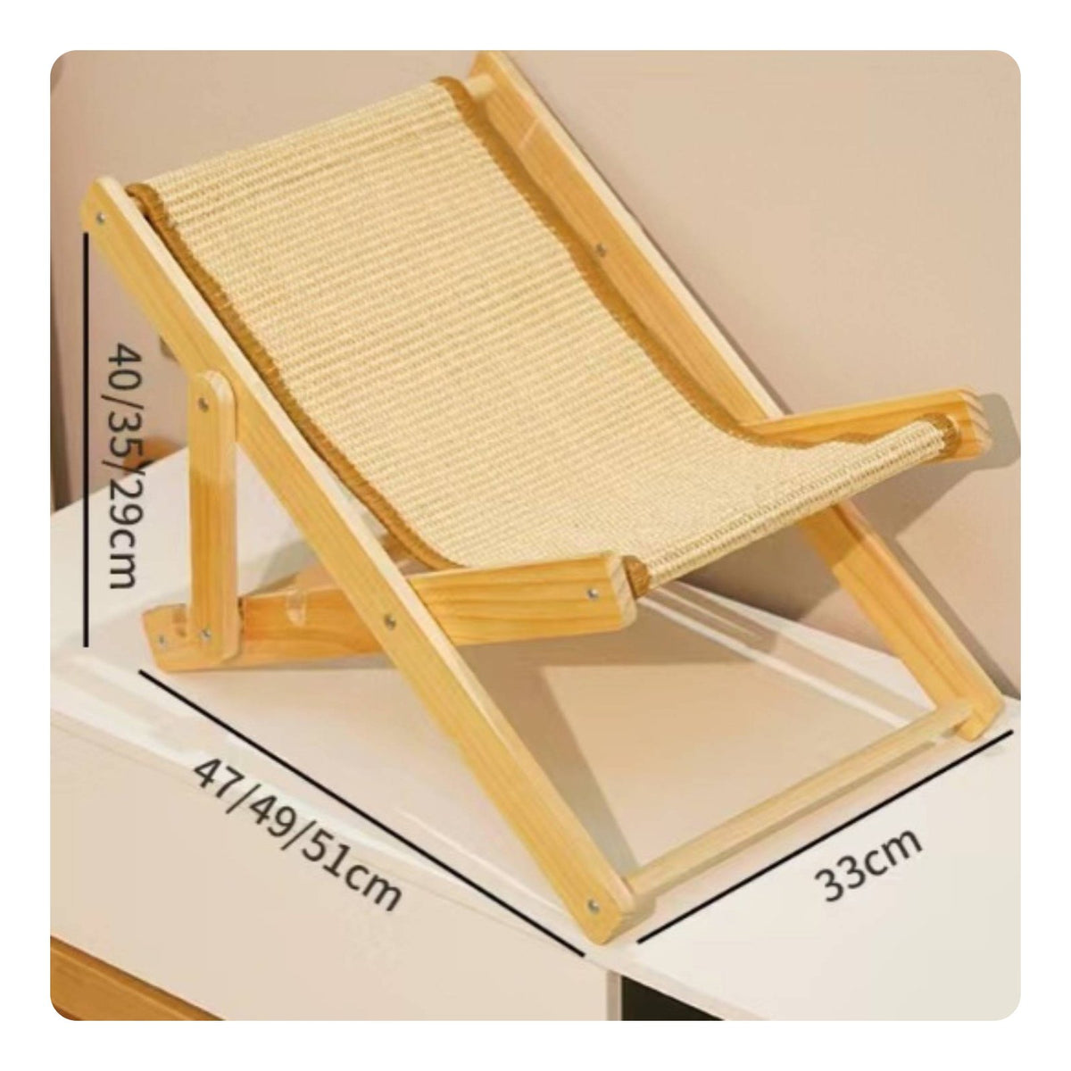Sisal Feline Scratcher Lounger Foldable Design Wooden Feline Lounger for Indoor