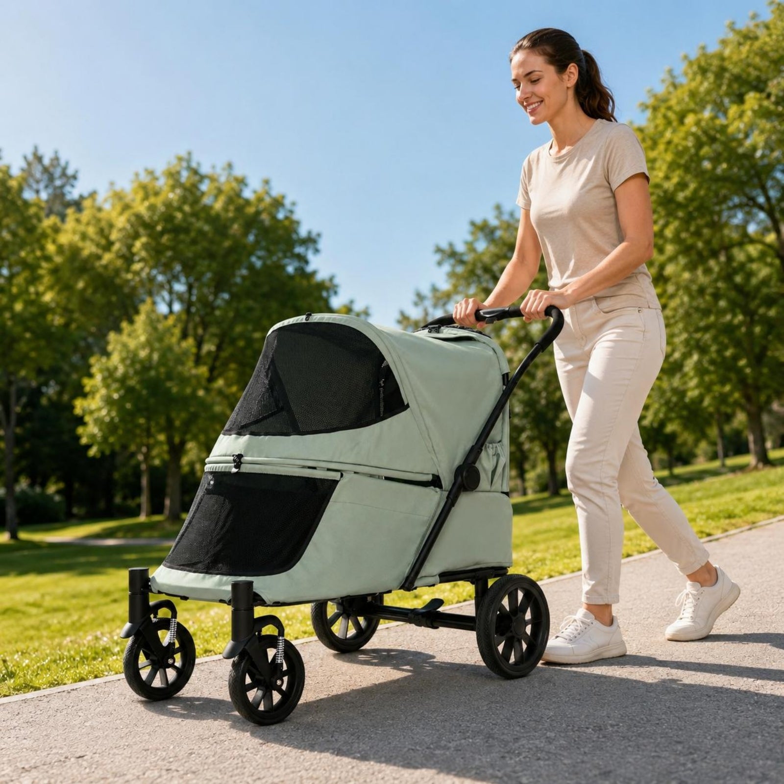 Folding Dog cartVentilated Soft-Sided Pet cartFront Ramp